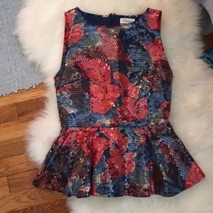 Sequin Peplum Top by Wolven from Anthropologie